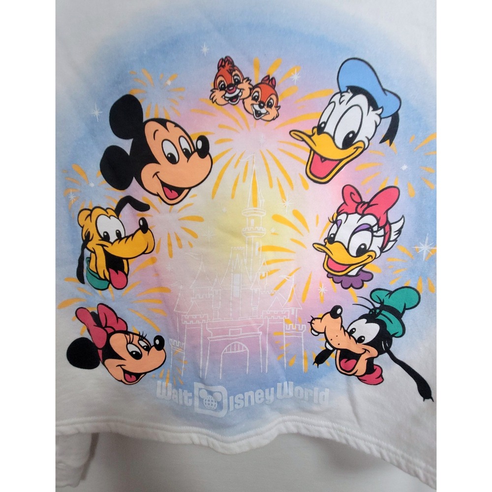 Disney World Mickey Mouse Friends Cropped Sweatshirt White Medium Small - Picture 2 of 6
